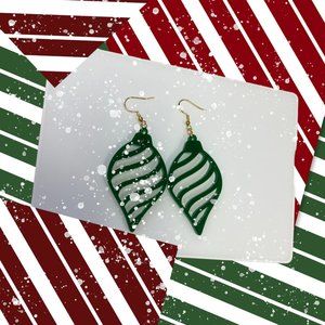 Green Christmas Bulb Earrings - Dangling Earrings